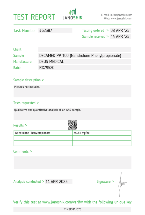 DECAMED PP 100 Test Report