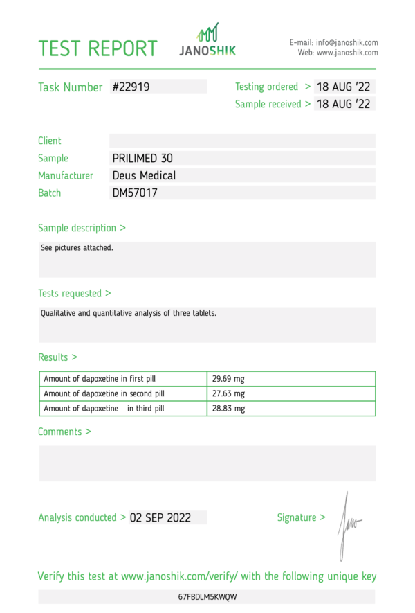 PRILIMED 30_Test Report #22919