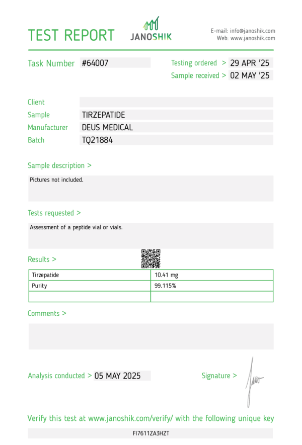 Tirzepatide Test Report